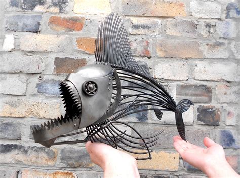 Metal Sculpture Predatory Fish Steampunk Fish Art Fish Etsy