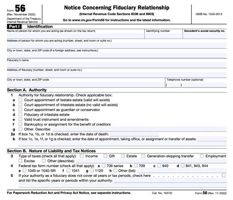 IRS Form 56 Instructions IRS Notice Of Fiduciary Relationship