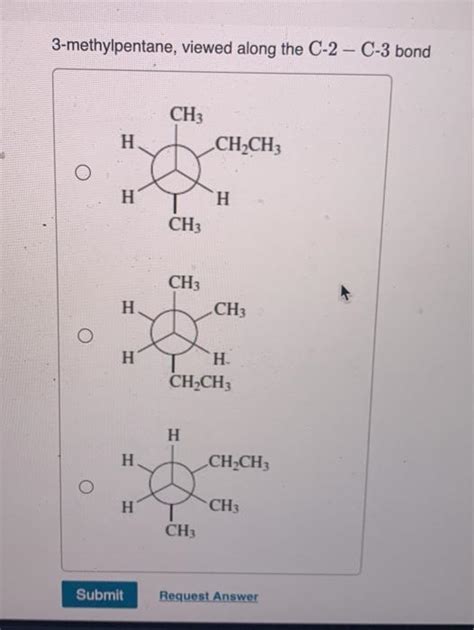 Solved 3 Methylpentane Viewed Along The C 2 C 3 Bond CH3 Chegg