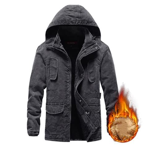 Parka Homme Coton A capuche amovible Doublée polaire Manches longues