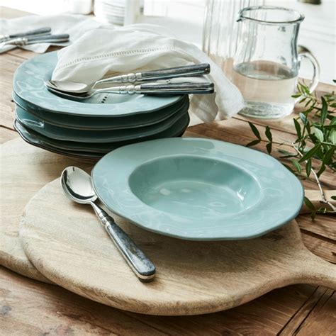 Lot de 6 assiettes creuses Biarré turquoise LOBERON