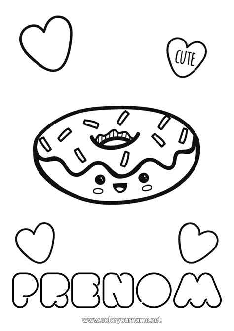 Coloriage N112 Mignon Kawaii Donuts