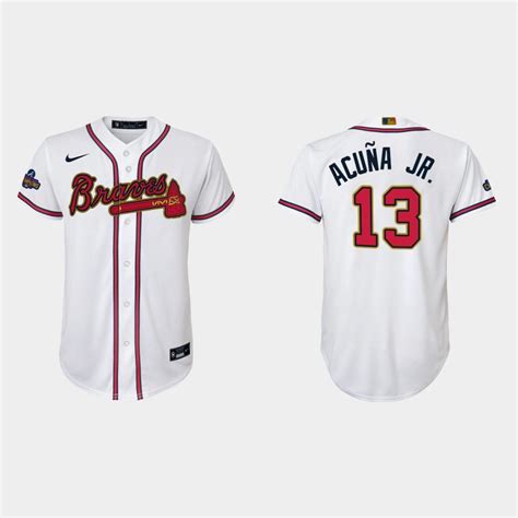 Youth Atlanta Braves Ronald Acuna Jr 2022 Gold Program White Replica