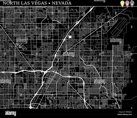 Simple map of North Las Vegas, Nevada, USA. Black and white version for ...