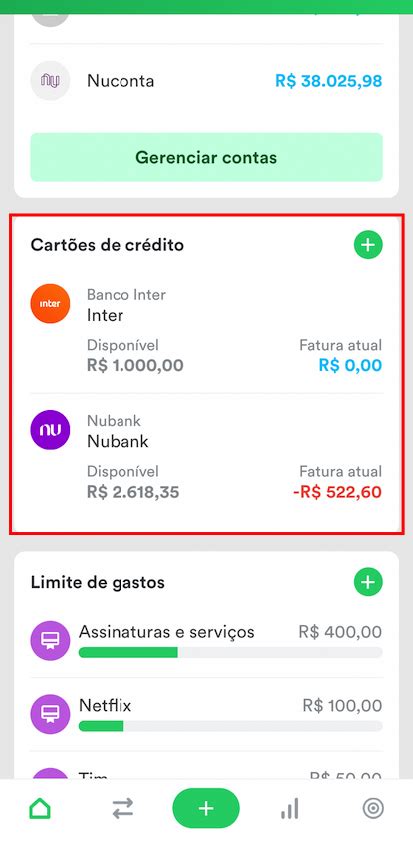 Android Fatura dos cartões de crédito Organizze