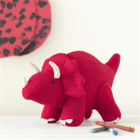 Best Years Knitted Large Red Triceratops Dinosaur Toy Gwisk Lowen