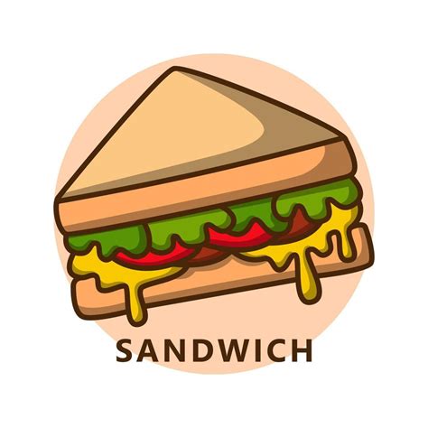 dibujos animados de ilustración de menú de desayuno sándwich logotipo