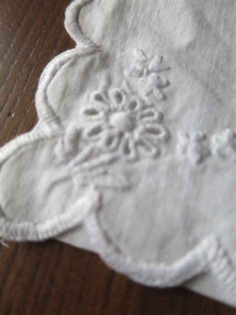 Antique Irish Linen Handkerchief Case Hand Embroider Gem