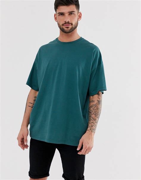 Asos Design Oversized T Shirt With Crew Neck In Green Modesens