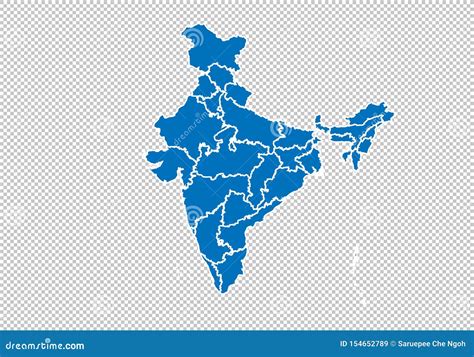 India Map - High Detailed Blue Map with Counties/regions/states of ...