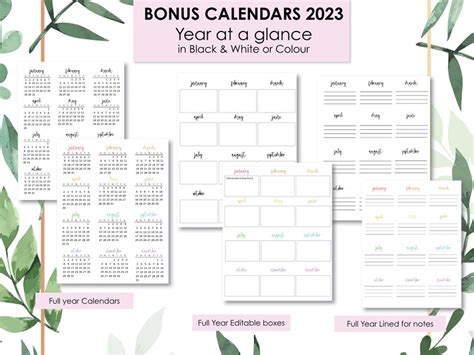 2023 2024 Printable Calendar Bundle Portrait Editable Monthly