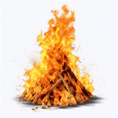 Premium AI Image Big Bonfire With Flame White Background Generative AI