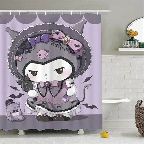 Dmh Kawaii Sanrio Shower Curtains Kuromi My Melody Anime Cartoon