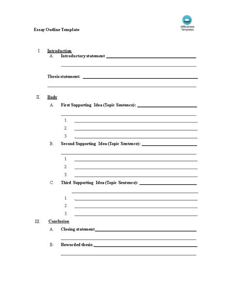 Blank Essay Outline Template Word Templates At