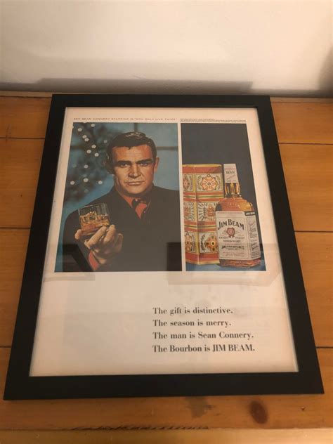 Framed Vintage 1966 Jim Beam Bourbon Ad Ft Sean Connery Etsy