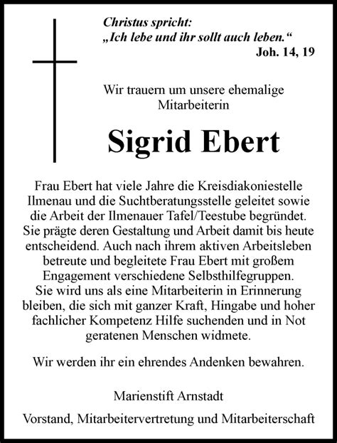 Traueranzeigen Von Sigrid Ebert Trauer In Thueringen De