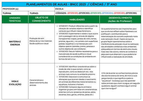 Planejamento BNCC 2023 Atividades Pedagógicas