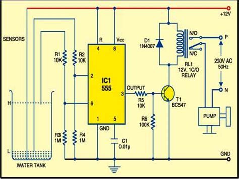 Block Diagram Of Water Level Alarm Using 555 Timer Simple Wa