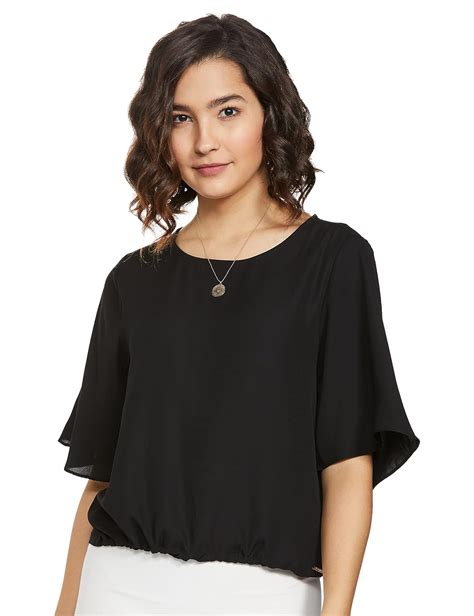 Buy Van Heusen Woman Women S Solid Regular Blouse Vwtsurgpe52845 Black M At