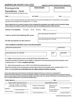 Fillable Online Equivalency Form Fax Email Print Pdffiller