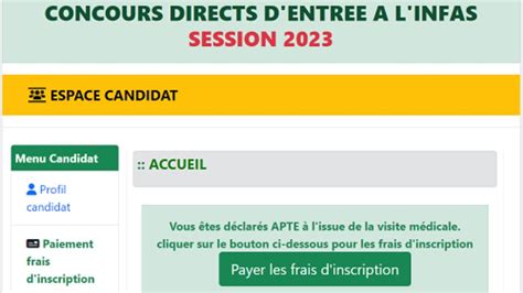 Concours D Entrée A L INFAS 2023 Consulter Résultat Visite Médicale