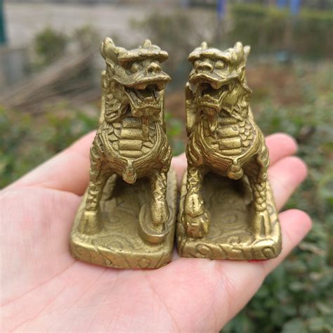 Pair Wealth QILIN Statue Feng Shui Decor Kirin Copper Kylin Bronze