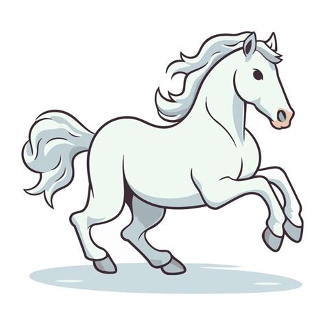 Caballo blanco corriendo aislado en un fondo blanco ilustración