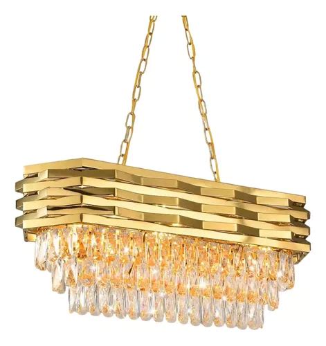 Lustre Pendente Moderno De Cristal K Retangular Luxuoso