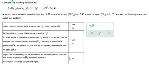 Solved Consider The Following Equilibrium 2nh3g N2g3h2g