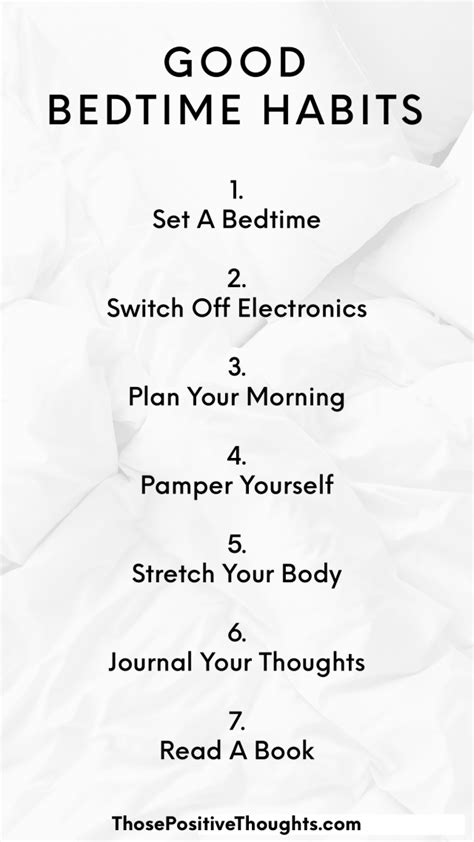 Good Bedtime Habits Those Positive Thoughts Bedtime Bedtime Ritual