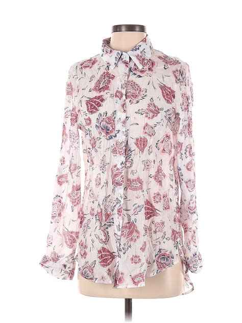 Bd Collection Floral Motif Floral Ivory Long Sleeve Blouse Size S 68