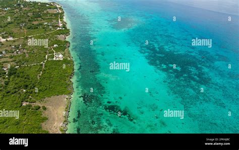 Aerial View Of Tropical Sandy Beach And Blue Sea Bantayan Island