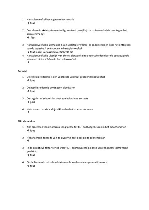 Examenvragen Bio Enkele Antwoorden Hartspierweefsel Bevat Geen