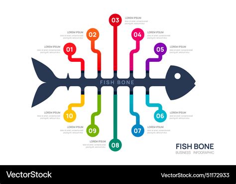 Infographic fish bone diagram template Royalty Free Vector