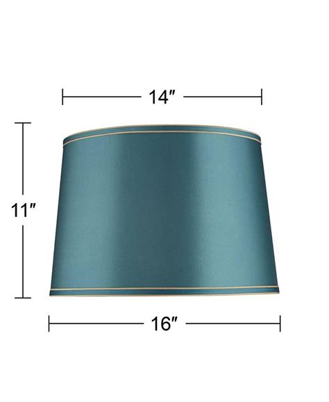 Springcrest Soft Teal Medium Drum Lamp Shade With Gold Trim 14 Top X 16 Bottom X 11 High