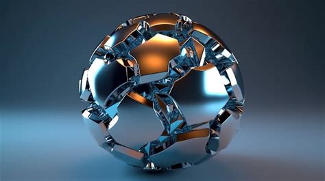 Low Poly Metal Sphere In Abstract 3d Rendering Backgrounds Free