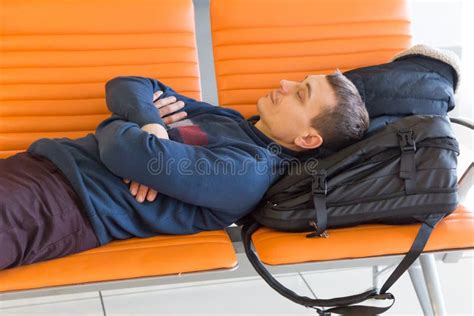 A Passenger Is Waiting For His Plane At The Airport Stock Image