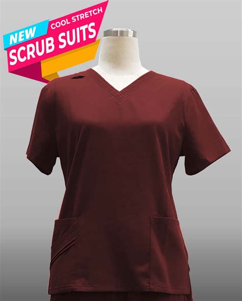 05 Cool Stretch Scrub Top Maroon