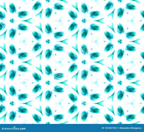 Blue Geometric Watercolor Seamless Pattern Surface Ornament Stock