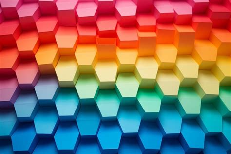 Premium Photo Vibrant Rainbow Paper Hexagon Pattern