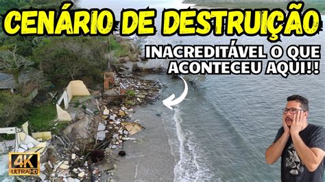 AVANÇO DO MAR PROVOCA DESTRUIÇÃO E ENGOLE PRAIA DO LESTE NO LITORAL DE