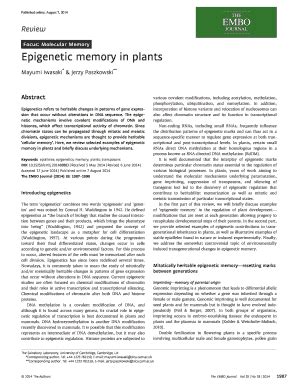 Fillable Online Epigenetic Memory In Plants The Embo Journal Fax