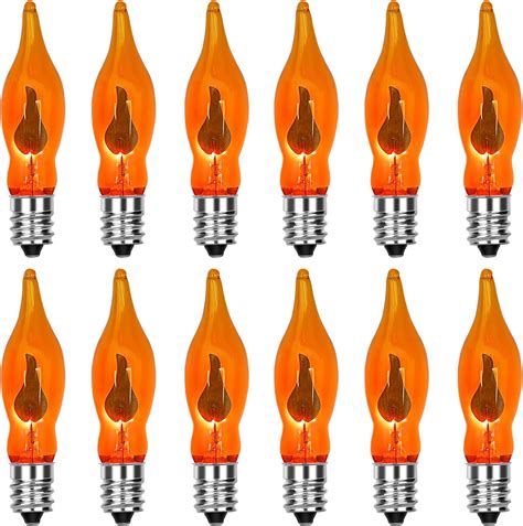 Pack Flicker Flame Light Bulbs C Halloween Orange Flame