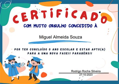 Gerador de Certificado Para Conclusão de Ano Modelo 2 Bolacha Pedagógica