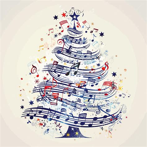 A christmas tree with music notes and a christmas tree | Premium AI ...