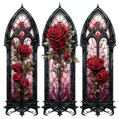 Wundersch Ne Gotische Rosen Gothic Window Clipart Illustration