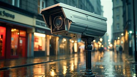 Close Up Modern Cctv Camera In Street Stock Illustration Illustration