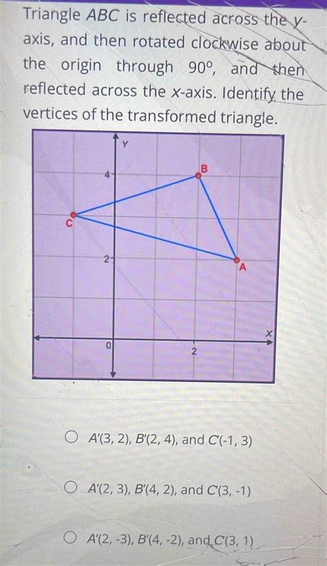 Solved Triangle Abc Is Reflected Across The Y Axis And Then Rotated