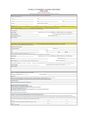 Fillable Online Contract Coversheet Business Term Sheet Fax Email