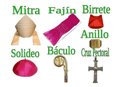 Mitra Solideo Báculo Cruz Pectoral Anillo Birrete Fajín Cruz pectoral